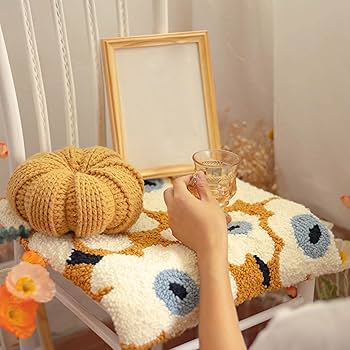 CROWN 刺繍入りクッション メッシュ枕 2個セット Amazon | shama DIY刺繍枕カバーキット家の装飾カラフルな糸花柄