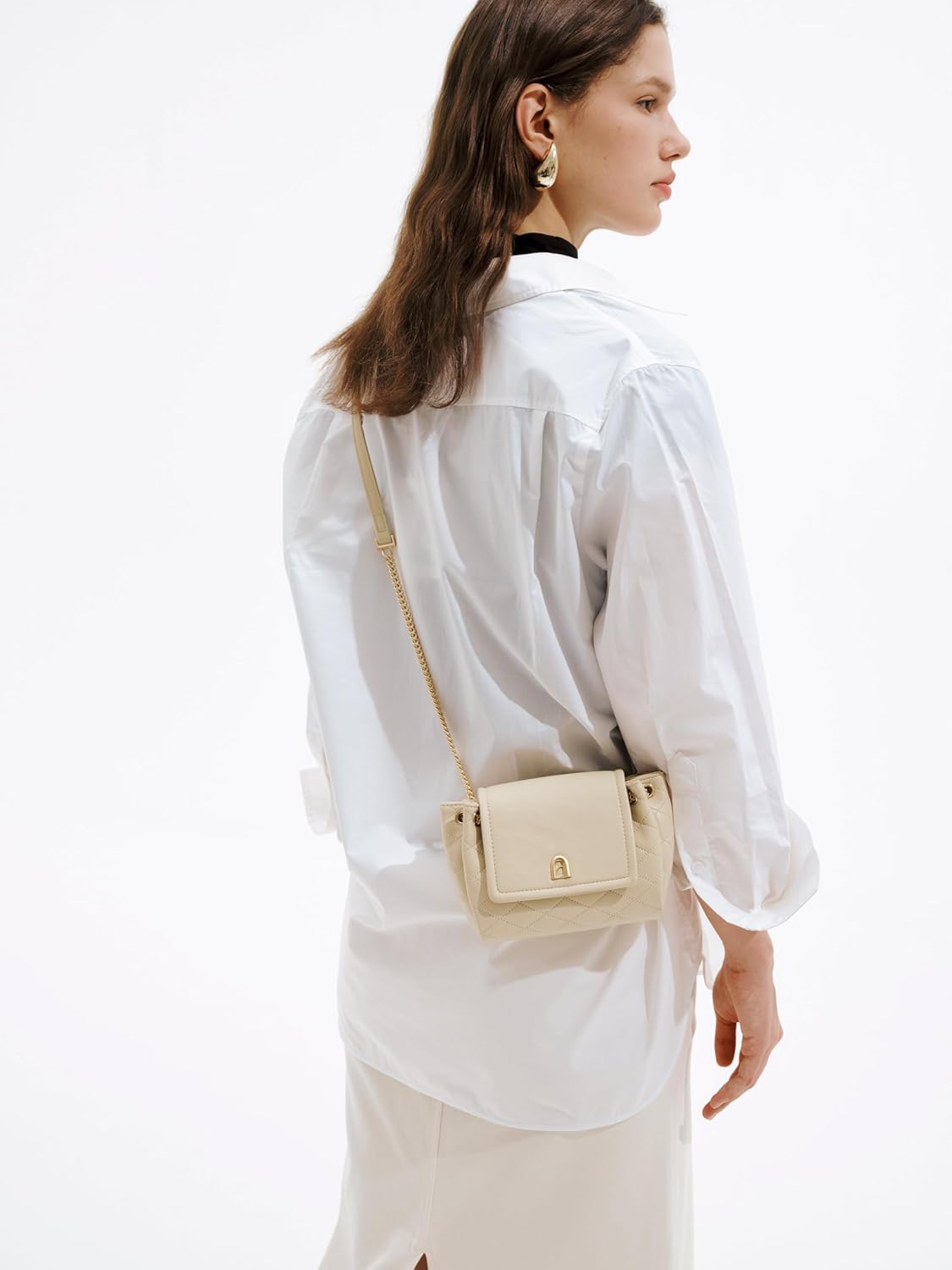 LAFESTIN Small Quilted Crossbody Bags For Women With Chain Strap, Trendy Shoulder Bag Soft Clutch Womens Crossbody Handbags