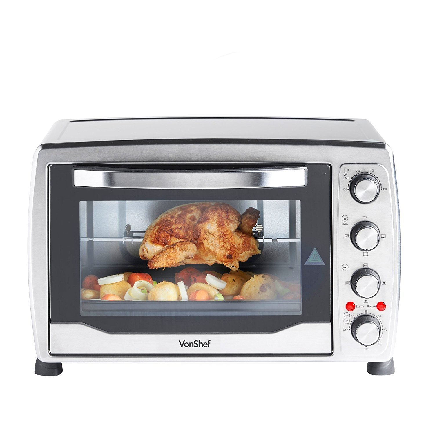 VonShef 31Qt / 36L Convection Countertop Mini Oven with muffins and cookies inside