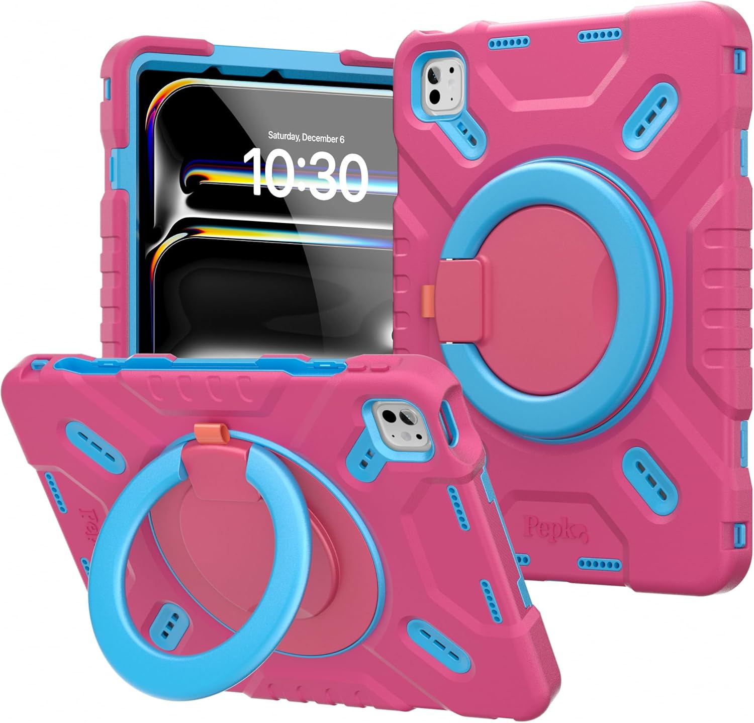Pepkoo for iPad Pro 11 Inch Case for Kids,Only Compatible with 2024 M4 Chip,Shockproof and Lightweight Case for iPad,with 360°Rotatable Handle and Breathable Hole.