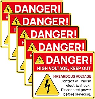 10 Pack High Voltage Keep Out Labels, Danger Hazard Labels for Electrical Equipment, Electrical Safety Warning Sign Sticker for Work Sites, Toolboxes, Breaker Boxes, Electrical Panels(3"x4")