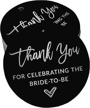 Silver Foil Paper Hang Tags Thank You for Celebrating The Bride to Be Bridal Shower Favor Tags 100 Pieces