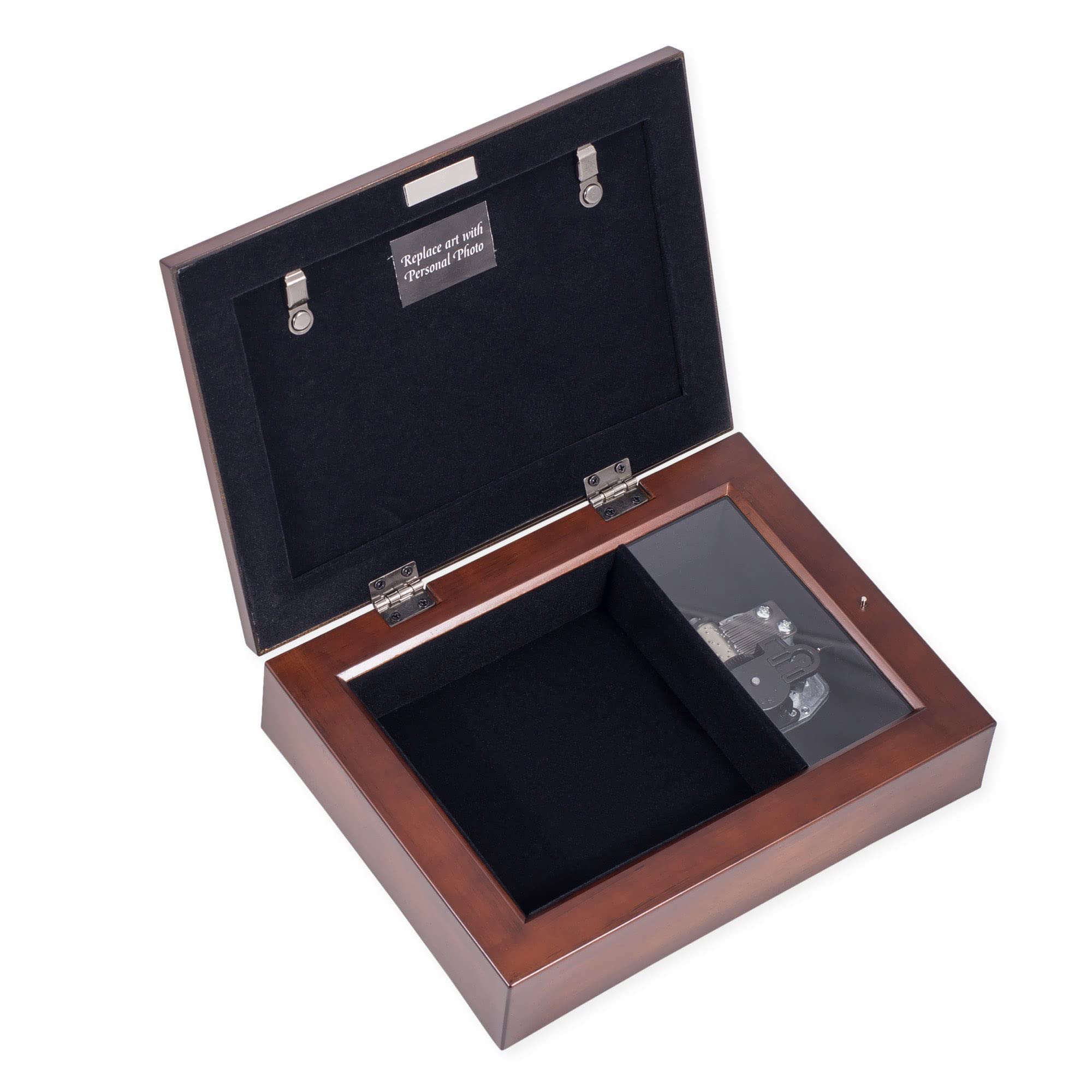 Amazing Grace Walnussholz Finish Edelsteinbesetztes Deckel Jewelry Musik Box Melodie Amazing Grace