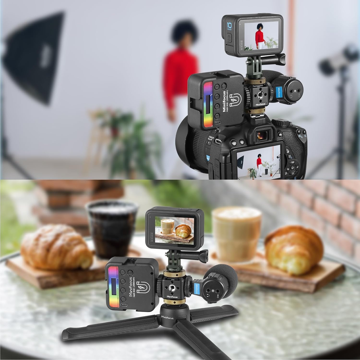 Camera Hot Shoe Extension Bracket with Quadruple Cold Shoe Mounts Adapter for Microphone LED Video Light, Aluminum Shoe Mount Holder