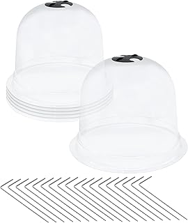 Kunststoff Mini Gewächshaus 23 cm - 6er Set - Pflanzglocke mit 18 Erdankern - Anzucht Treibhaus Haube Pflanzhut für Saatgut Stecklinge Kräuter Gemüse Tomaten