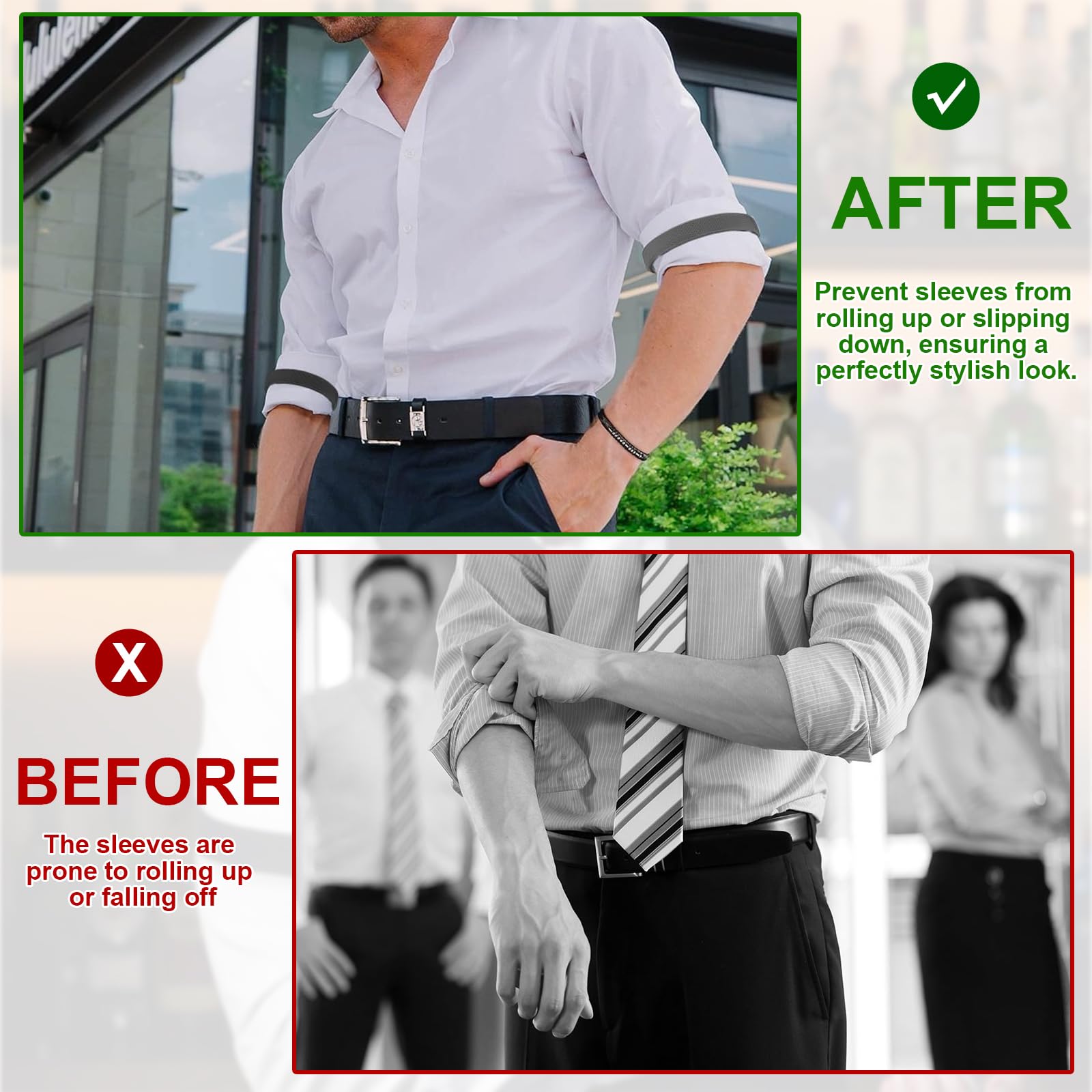 Set di 6 Elastici per Maniche Camicia Regolabili in Metallo Resistente ed Elastico Flessibile, Accessorio per Abbigliamento Uomo e Donna, Ideale per Lavoro, Cerimonie, Uso Quotidiano