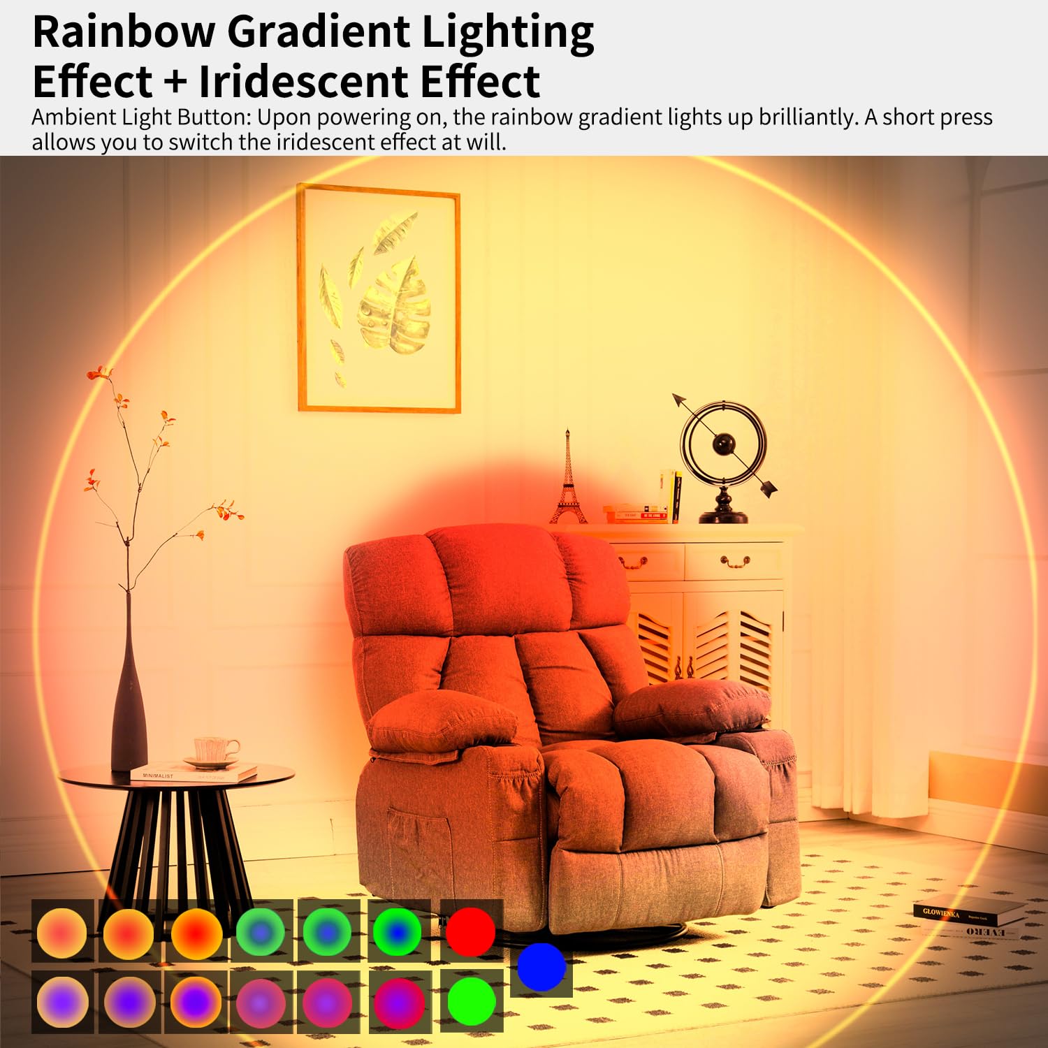 Luz nocturna con sensor de movimiento, luz con sensor de movimiento para interiores, carga USB tipo C, duración de la batería ultra larga, montaje magnético, cambio de colores neón coloridos 8