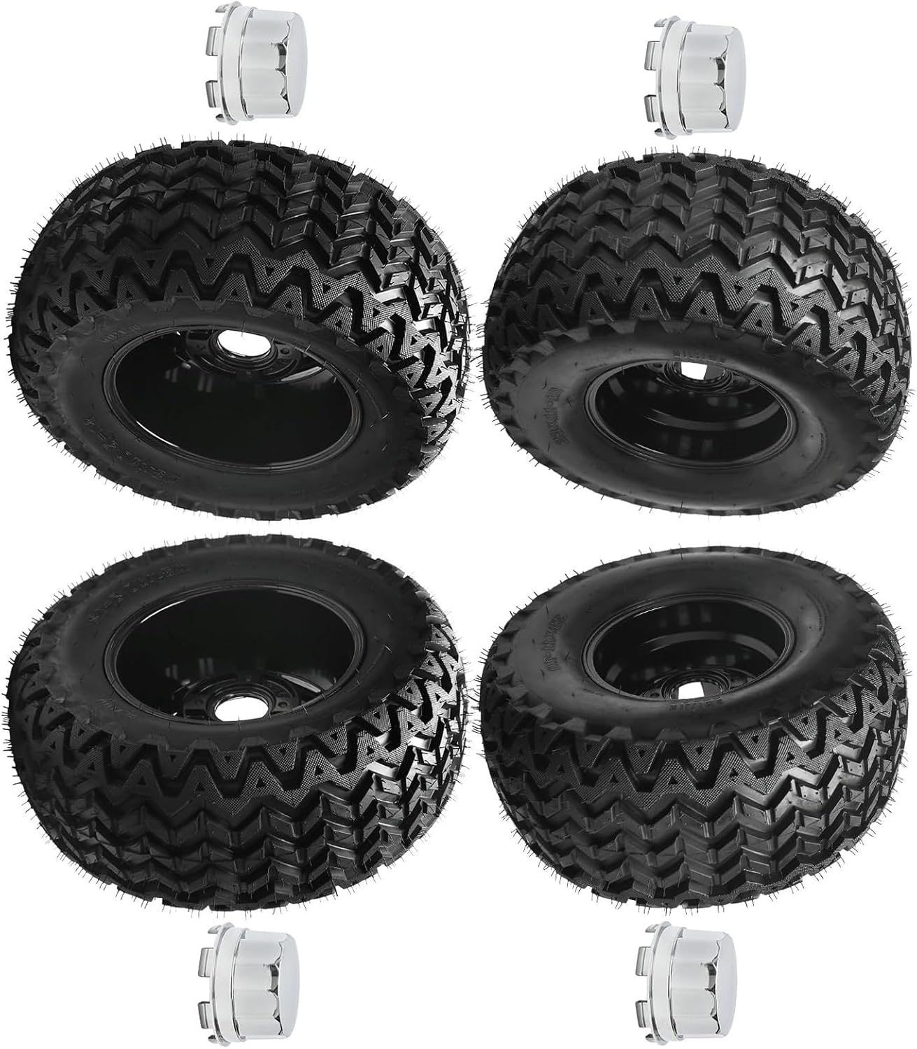 12" & 10" Off-Road Wheels & Tubeless Tires – Pre-Mounted 23x10.5-12 & 23x11-10 Golf Cart ATV UTV Go-Kart Lawn Mower Dune Buggy Trike Wheels with Aluminum Rims, 4-Bolt/Lug Pattern, 6-8 Ply