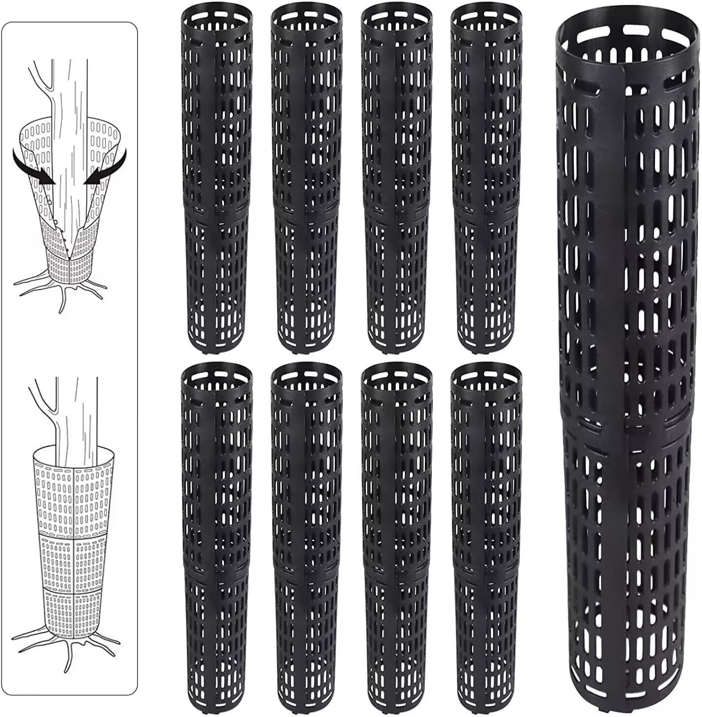 Upgraded Mesh Plant and Tree Guard Protector 10" Tall (18pcs), Expandable Tree Trunk Protector w/Zip Ties & U-Staples for Saplings and Fruit Trees, Heavy Duty Tree Guard from Trimmers/Animals
