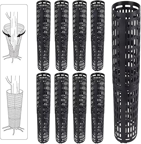 Protector de malla mejorado para plantas y árboles de 10 pulgadas de alto (18 unidades), protector de tronco de árbol expandible con bridas y grapas