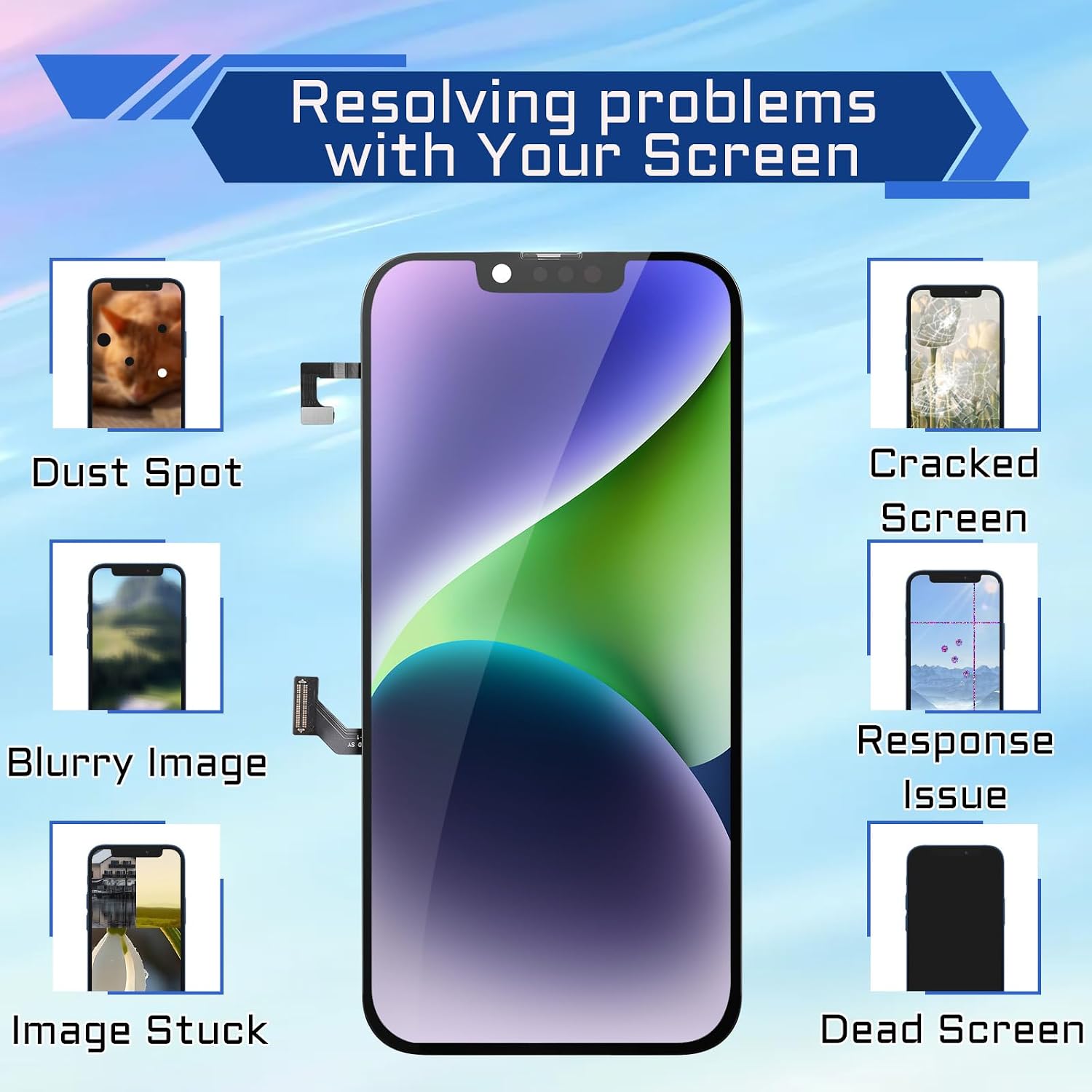 [OLED] Screen Replacement for iPhone 14 with Earpiece 6.1" | Display Digitizer Proximity Sensor Ambient Light Sensor OLED 3D Touch Full Assembly Repair Kit A2882 A2649 A2881 A2884 A2883