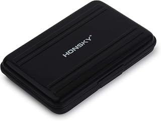 Honsky Aluminum Water Resistant UHS-I SD Micro SD SDHC SDXC TF SecureDigital Memory Card Carrying Case Holder Organizer Box Keeper for Computer Camera Media Storage Organization, Black