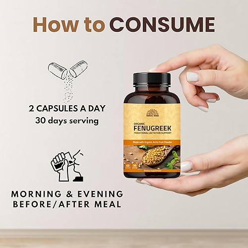 Miniatura 3 de Cápsulas de fenogreco para mujeres (60 cápsulas) | Suplemento de lactancia materna de 1000 mg | Suplemento de lactancia