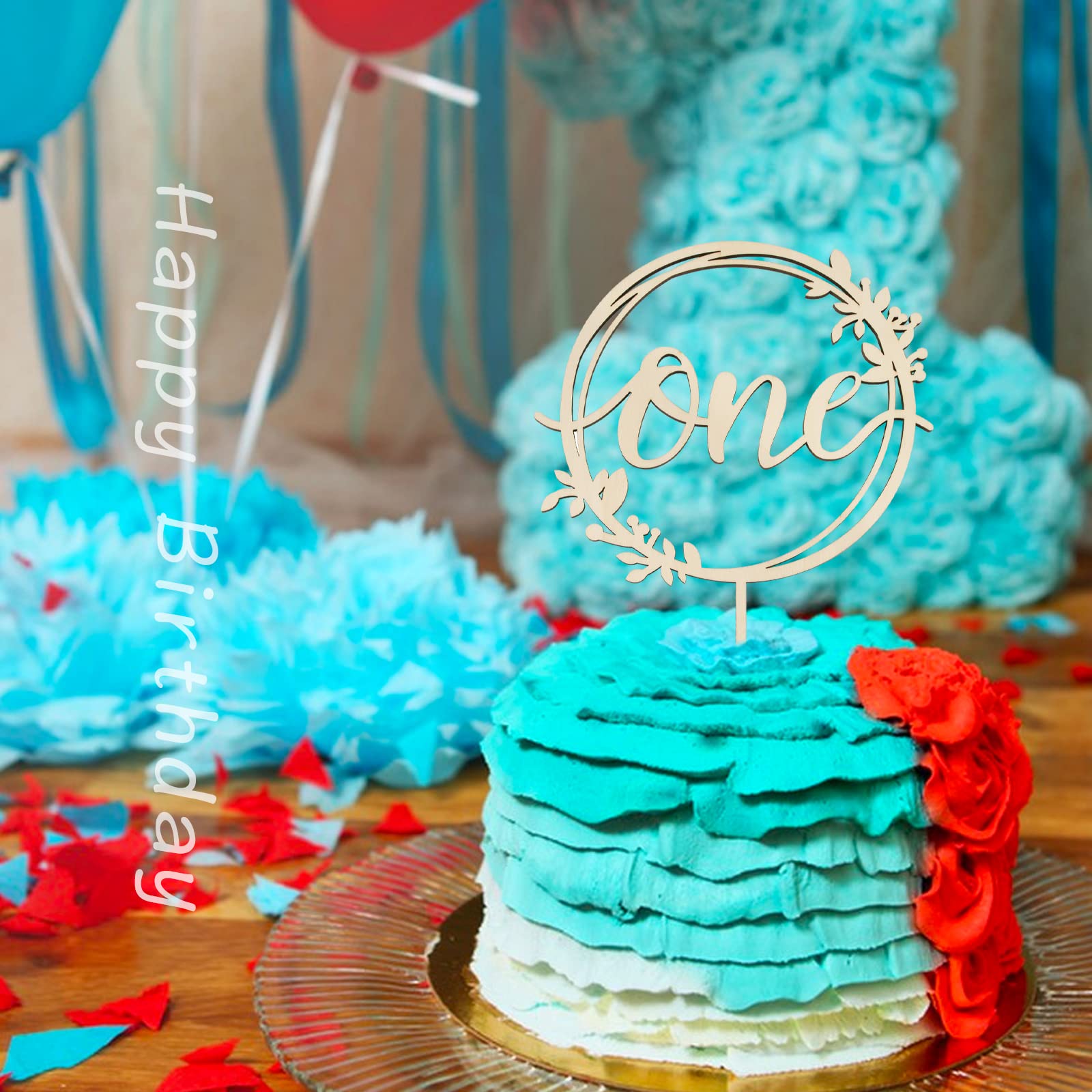 Topper Per Torta In Legno A Scacchi 'One Happy Dude' Con Numero 1, Decorazione Per Primo Compleanno E Anniversario, Forniture Per Feste, Puntelli Per Torte