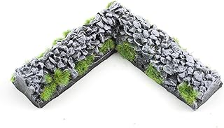 War World Gaming | Rubble Stone Corner Wall | Painted & Flocked x 4 | 20mm - 28mm Scale Resin Wargaming Tabletop Terrain Scenery