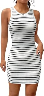 Aahwan Women White Mini Striped Casual Sleeveless Round Neck Tank Dress Price In India