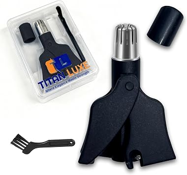 Stainless Steel Hair Trimmer for Men and Women | Manual Nose and Ear Hair Trimmer | Nose Clippers, 360 Rotating Hair Trimmers | Washable Nose Hair Remover | Black
