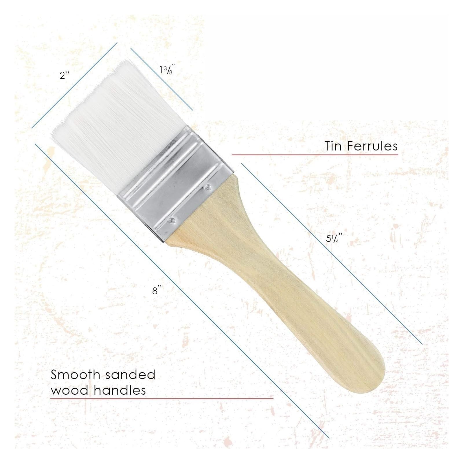 Confezione da 3 pennelli in setole sintetiche di varie dimensioni for pittura, scheggiature e multiuso, for macchie, vernici, colle gesso