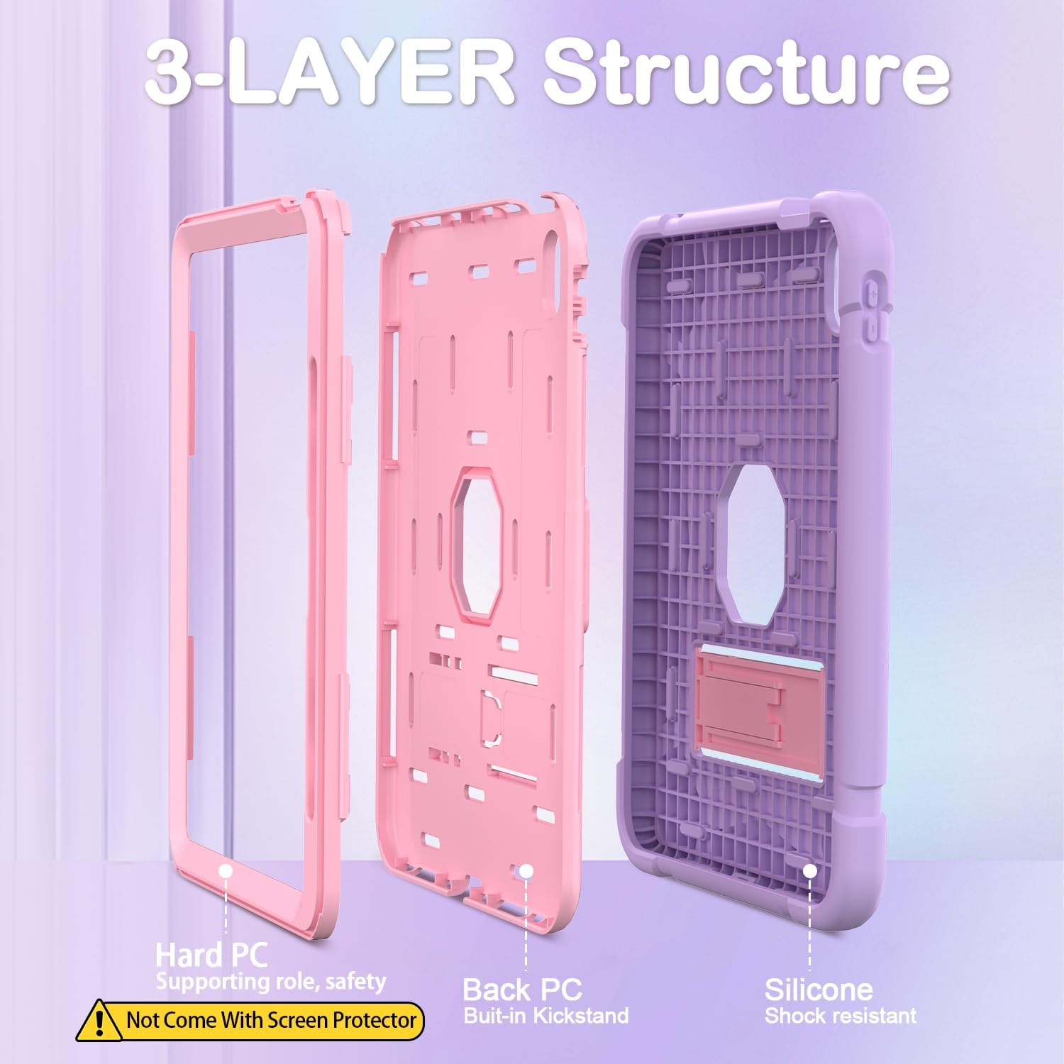 AVAWO Case for New iPad (A16) 11th Generation 11 Inch 2025, iPad 10th Generation 10.9" 2022, Heavy Duty Military Grade Shockproof Rugged Protective Cover with Stand for i Pad 11/10 Gen, Light Purple - Image 7