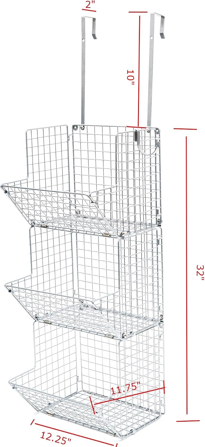 B.N.D TOP Hanging Fruit Basket Over The Door Mouse Proof Storage for Pantry or Bathroom Entryway Mudroom, Wall Mounted, Fruit Stand for produce Potatoes Onions Garlic Banana Hanger