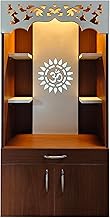 Alpine Willow Wooden Temple Pooja Mandir for Home Corian Design (Walnut & White Without Door, 2 X 4 FT)