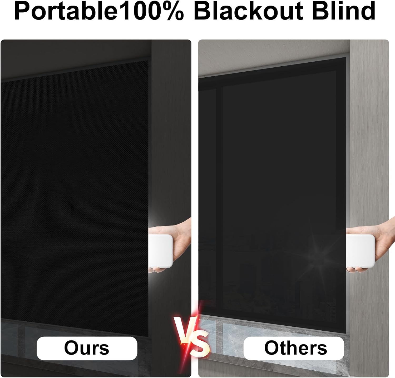 100% Blackout Window Cover, Portable Window Blinds, No Drill Shades & Blackout Blinds with Stickers & Tabs for RV, Baby Nursery, Travel, Dorm Room(57" W x 157" H)