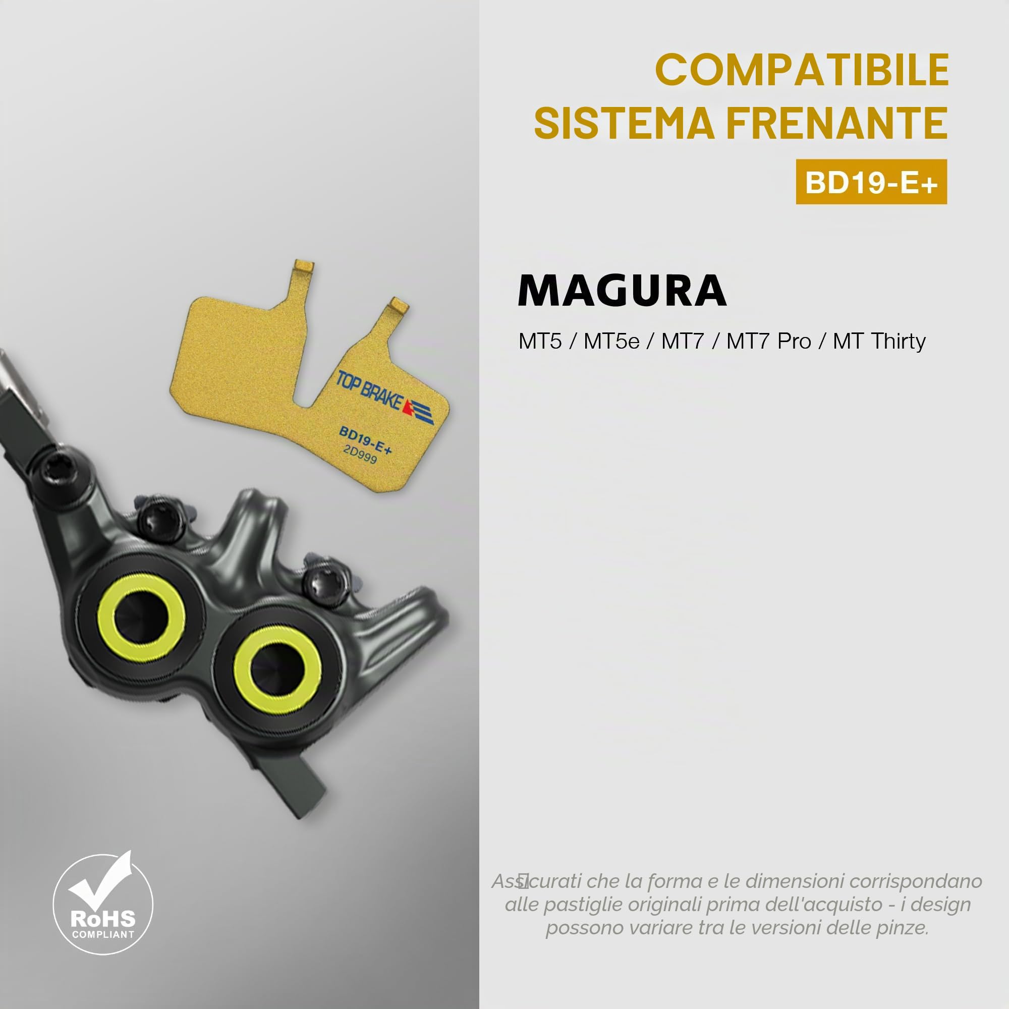 TOP BRAKE Pastiglie per freni a disco compatibili con MAGURA 4 pistoni MT5/MT7/MT5e/MT Thirty | MTB/eMTB/Downhill/Enduro/Trail