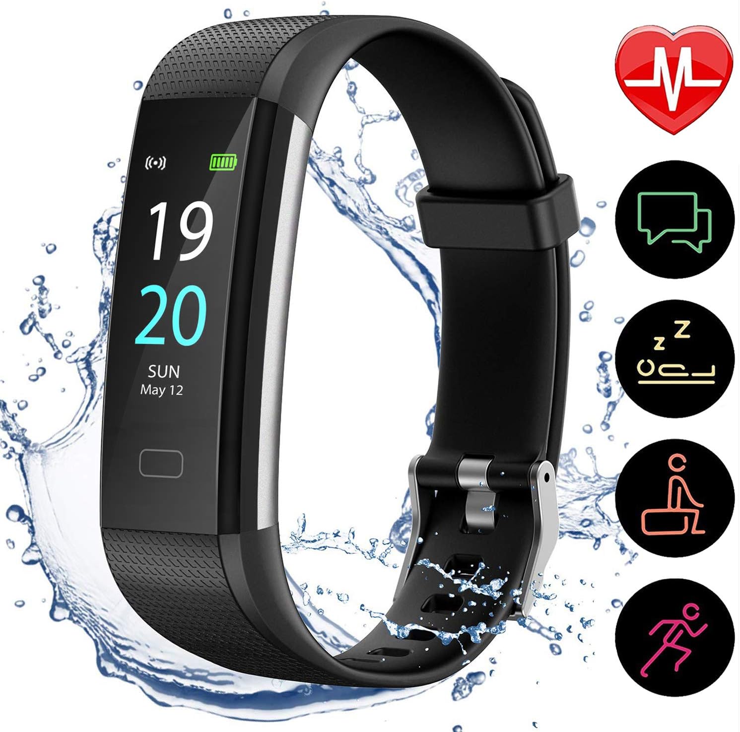 DUMAO Fitness Tracker, 0.96" TFT Color Screen Smart Watch with Heart Rate and Blood pressure, IP67 Waterproof Smart Watch with Step Counter, Calorie Counter, Call & SMS Pedometer Watch for Women Men