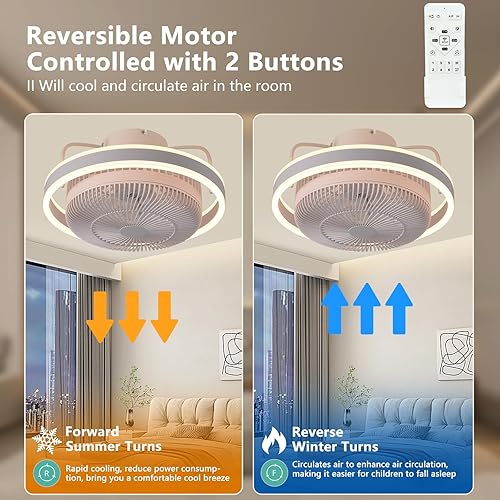 Miniatura 3 de Ventilador de techo oscilante giratorio de 360 con luces, modernos ventiladores de techo silenciosos LED regulables con control remoto para