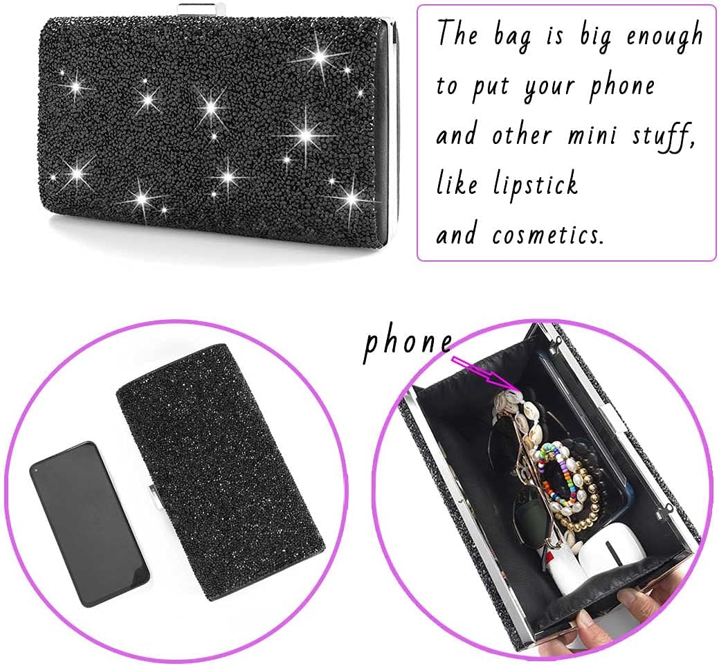 ELABEST Rhinestone Clutch Purse Bling Evening Bag for Women Formal Dress Wedding Double Sided Diamond Handbag - Image 3