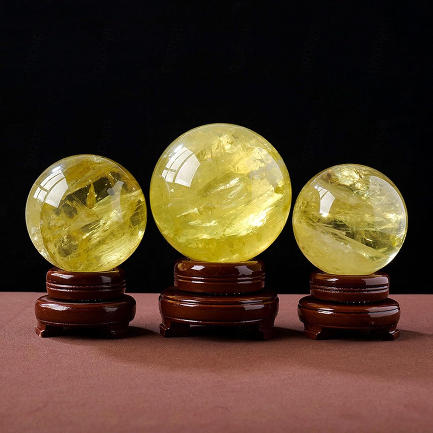 Crystal Ball Rough Stones Crystal Gemstone with Stand Citrine Balls Feng Shui Aura Home Witchcraft Decorative Gift Men Women,60mm
