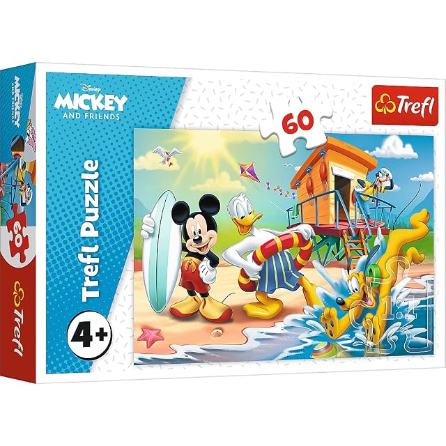 Trefl, Puzle Disney Mickey y Sus Amigos 60 Piezas Un día Interesante para Mickey y Sus Amigos, para niños a Partir de 4 años