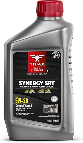 Miniatura 1 de Triax Synergy SRT 5W-20 Aceite de motor completamente sintético PAO y éster, SN+, Dex 1 Gen 2, modificado por fricción de moly y boro, 15 mil millas