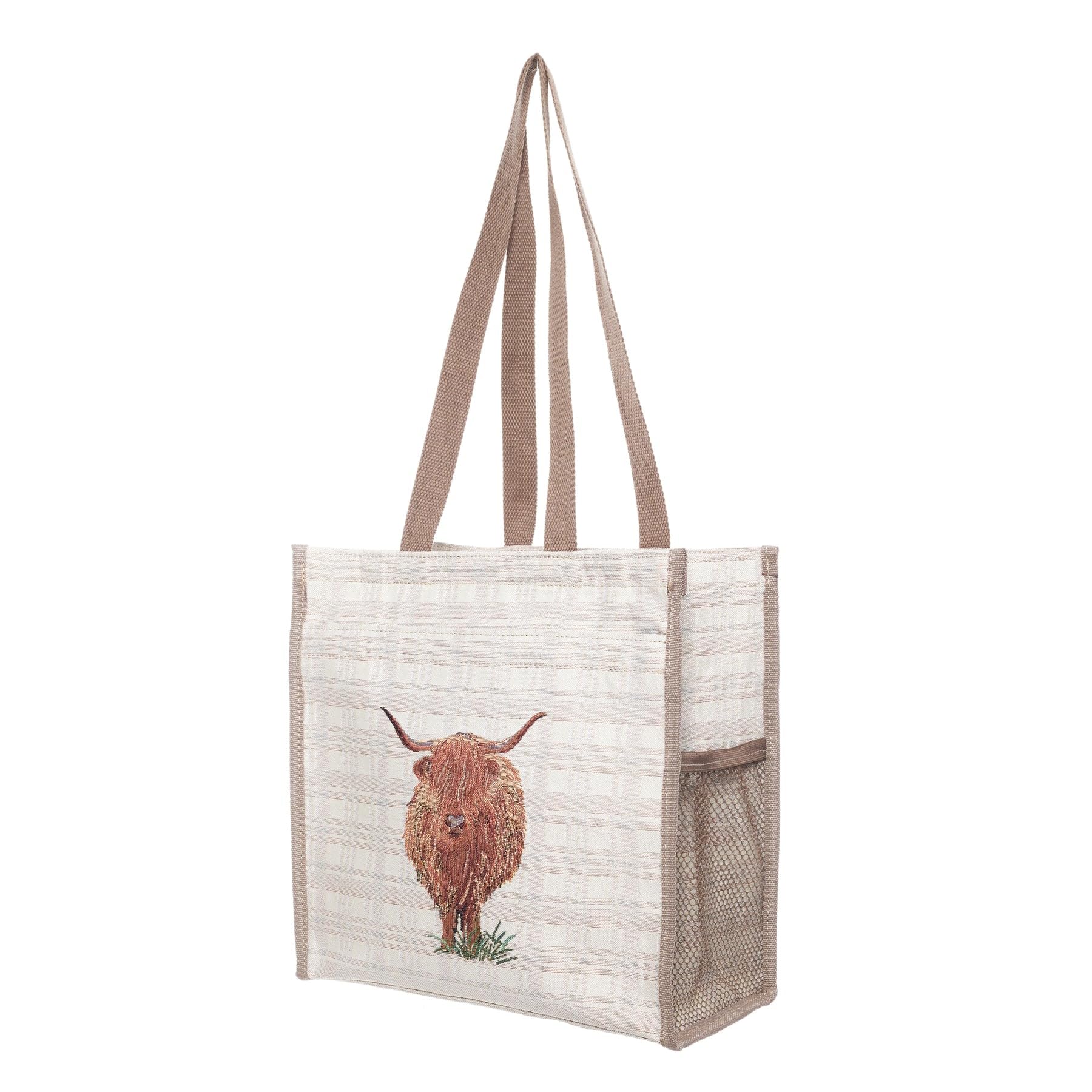 Signare Tapestry Highland Cow Collection Shopper Bag with Pockets, Eco-Friendly, Reusable and Vegan Friendly, Rustic Charm Style - Image 4