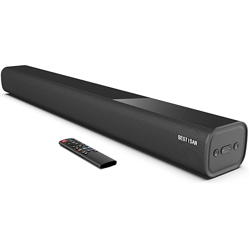 BESTISAN Sound Bars for TV, Sound bar with Bluetooth, HDMI-ARC, Optical, AUX Inputs, 100Watt 34Inch Soundbar Sound System for TV Speakers/Home Theater, Gaming, Projectors, Wall Mountable, SE08, Black