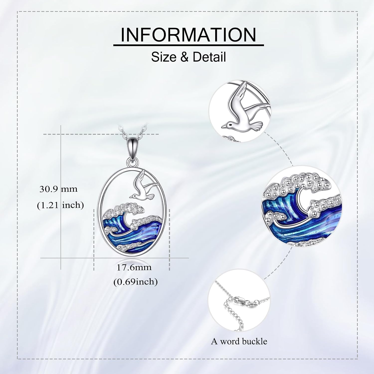 925 Sterling Silver Ocean Pendant Seagull Wave Sea Turtle Palm Tree Necklace Jewelry Gifts for Women Lovers