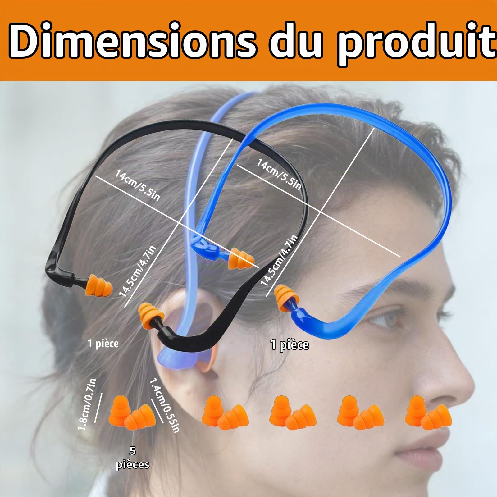Casque Anti-Bruit avec Oreilles Souples en TPE – 2 Casques + 5 Paires d'Oreilles de Rechange, Confort Ergonomique, Idéal pour le Travail, la Natation et les Voyages, Protection Efficace contre le