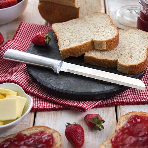Miniatura 4 de Rada Cutlery Cuchillo de pan de acero inoxidable serrado con aluminio, 6 pulgadas, mango plateado