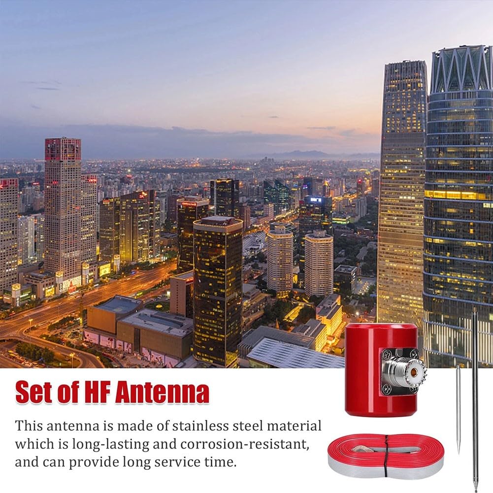 Antenna HF ad alta frequenza (14-30 MHz, testata 300 W, picco 600 W), radiatore telescopico in acciaio inox a lunghezza d'onda 1/4 per radio USDX e QRP, lunghezza estensibile 5 m