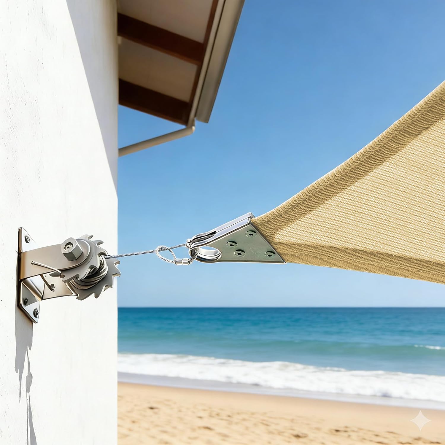 Royal Shade 20' x 20' Beige Square Super Ring Sun Shade Sail Canopy RSTAWS, Heavy Duty Durable Structure, Reinforced Corners & Edges, 260 GSM Permeable Fabric (We Make Custom Size)