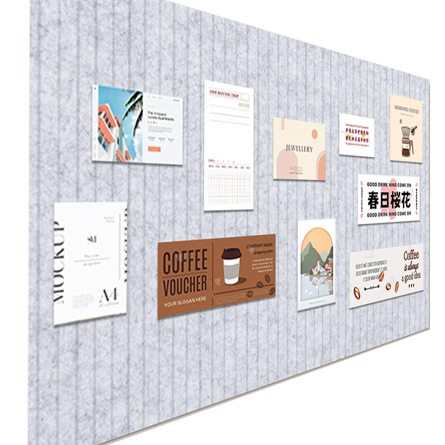 Large Felt Wall Tiles Cork Boards for Office 90x60CM Felt Bulletin Board Photos Boards Pin Board for Walls Home Decor Photos Memos Noise Reduction Boards(Silver Gray