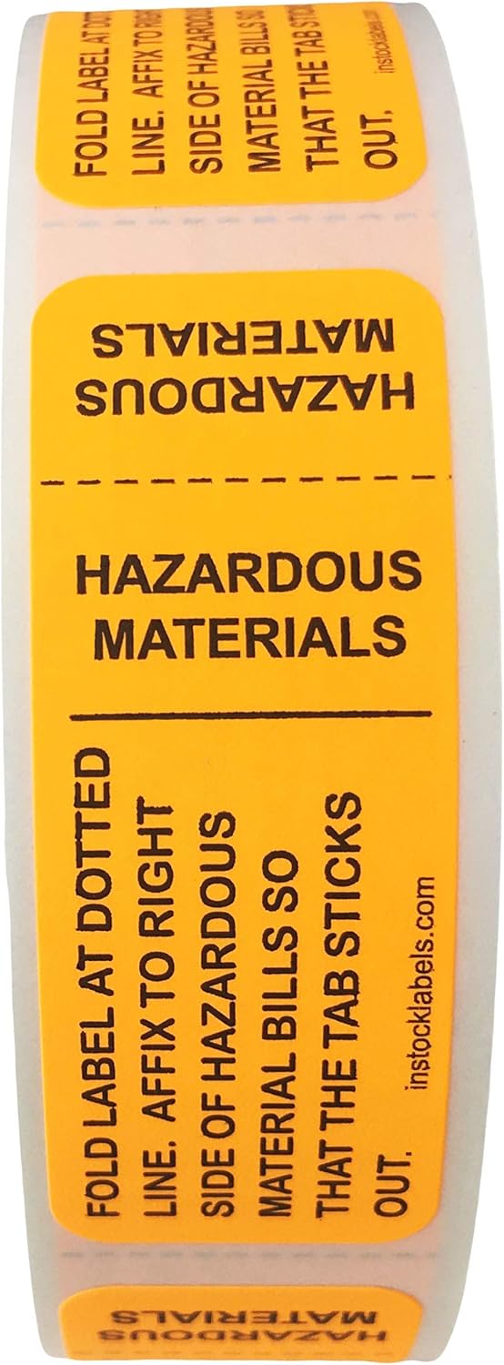 Hazardous Materials Dotted Line Stickers 0.75 x 2 Inch 500 Total Labels