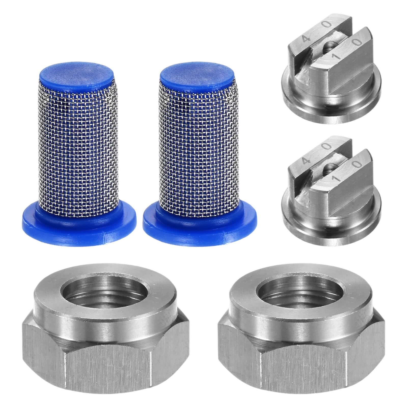 M METERXITY 2-Set Flat Fan Spray Tips, 2mm Orifice 40 Degree Stainless Steel Sprayer Nozzle Tips with NPT3/8 Nut and 50 Mesh Filter for Agricultural Drone Sprayer/Garden Irrigation