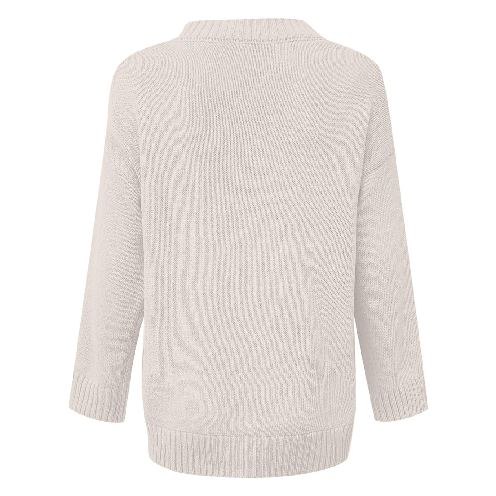 Pullover Damen V Ausschnitt - Strickpullover Damen Elegant Einfarbig Pulli Strick Shirt Langarm Sweater Herbst Winter Oberteile Langarmshirt Bluse Tops Strickpulli für Frauen Teenager Mädchen