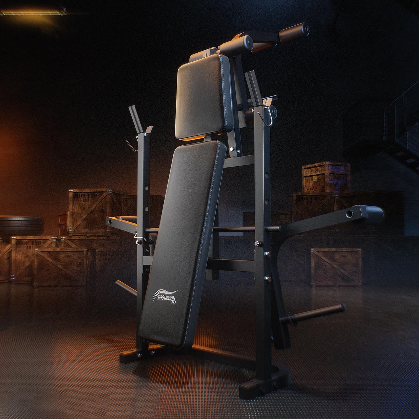 Banc de Musculation Complet Multifonction-Extension Jambe&Butterfly&Banc de Musculation Pliable&Support pour Haltères, Banc Musculation Complet/Banc Developper Coucher Fitness Pliable