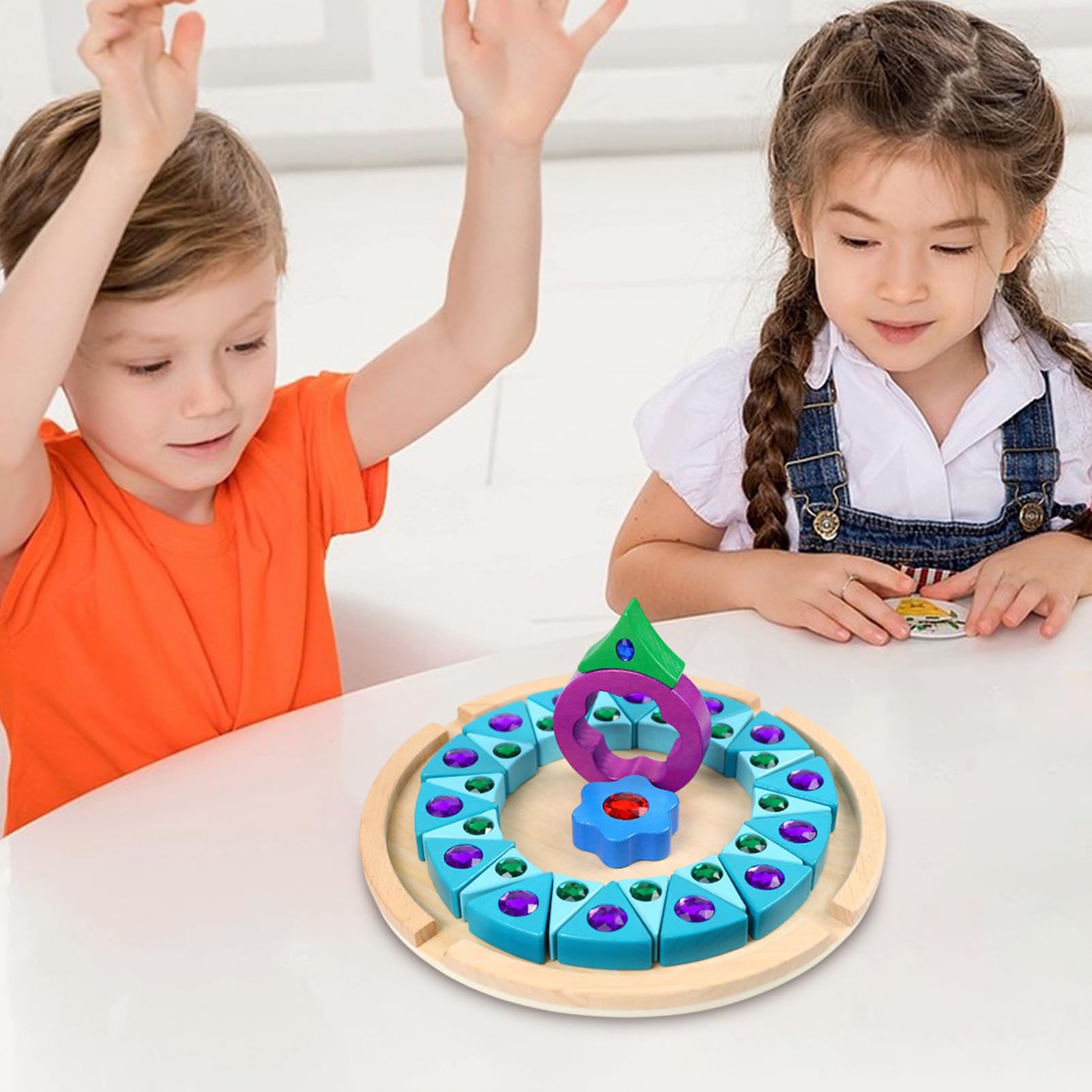 Bloques Arcoíris De Gemas Madera Brillante Educativo Creativo | Bloques De Construcción De Patrones Para Desarrollo Temprano Creatividad Aprendizaje Preescolar Motricidad Fina