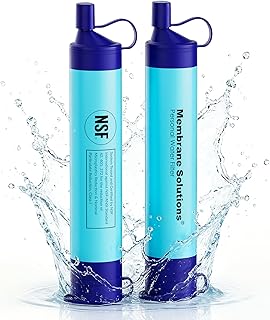 Membrane Solutions Wasserfilter Outdoor Camping, Trinkwasserfilter für 5000 Liter gefiltertes Wasser, Filtergenauigkeit bis zu 0,1 Mikron, Entfernt 99,9999% E.coli, BPA-frei, 2 Pack
