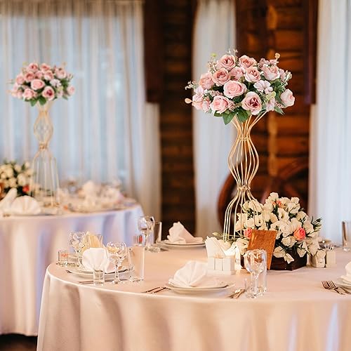Miniatura 3 de Soporte de exhibición para centros de mesa de boda, 2 piezas de 23.6 pulgadas de alto, soporte para flores, arreglo artificial, jarrones, bodas,