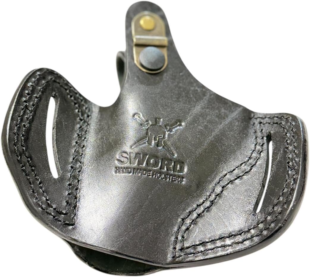 SWORD Handmade Leather Gun Holster | S&W 60 Revolver Leather OWB 3 inch Holster Black and Brown + Loader
