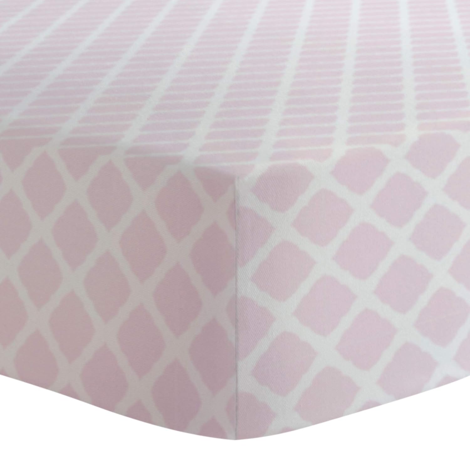 Kushies Soft Cotton Flannel Crib Sheet, Made in Canada, Pink Lattice
